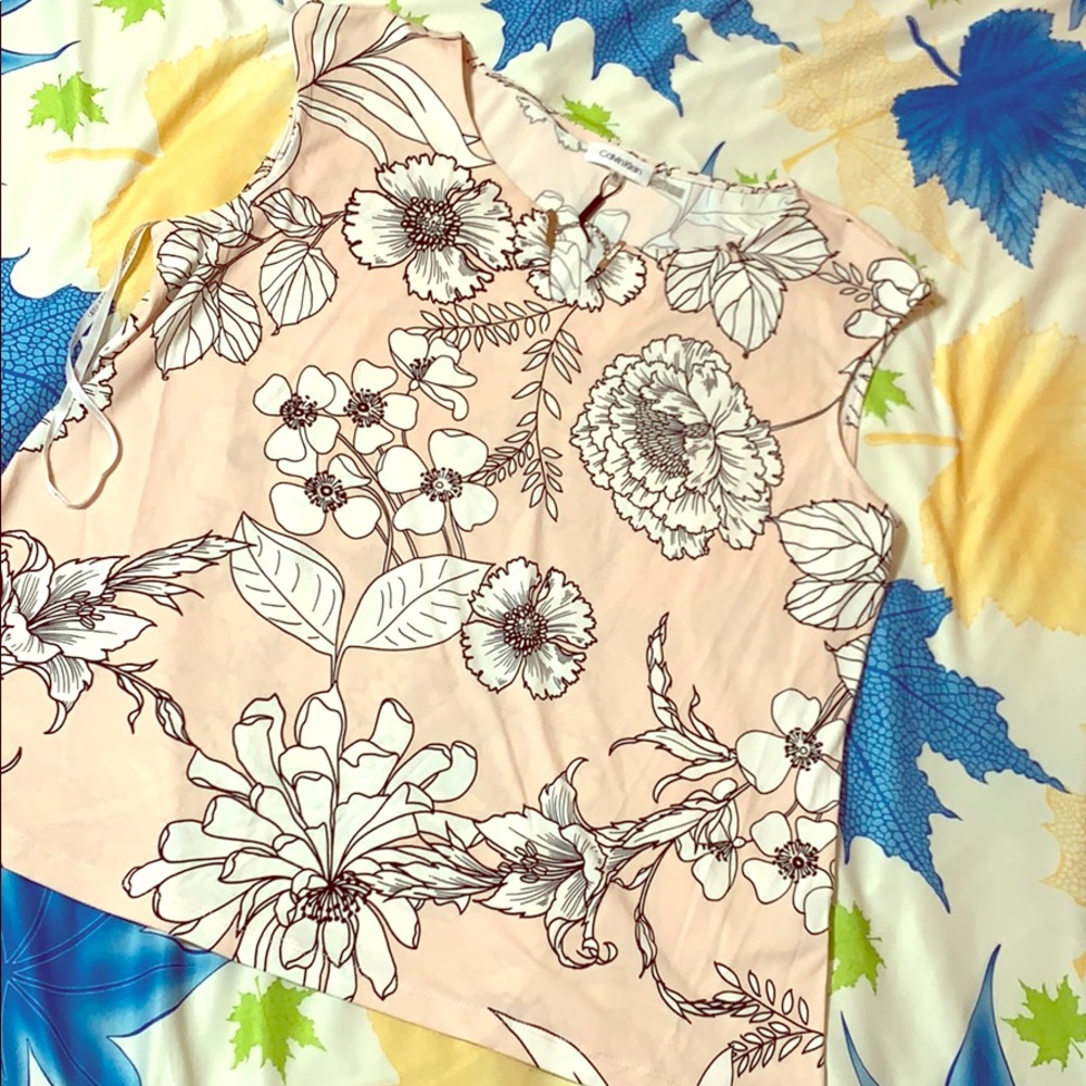 Calvin Klein baby pink floral shirt